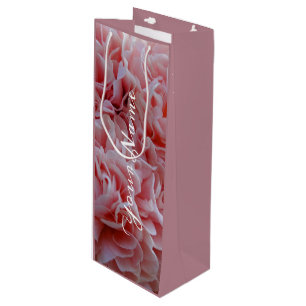 Roze velvet bloemen Mallow Gift Bag Wijn Cadeautas