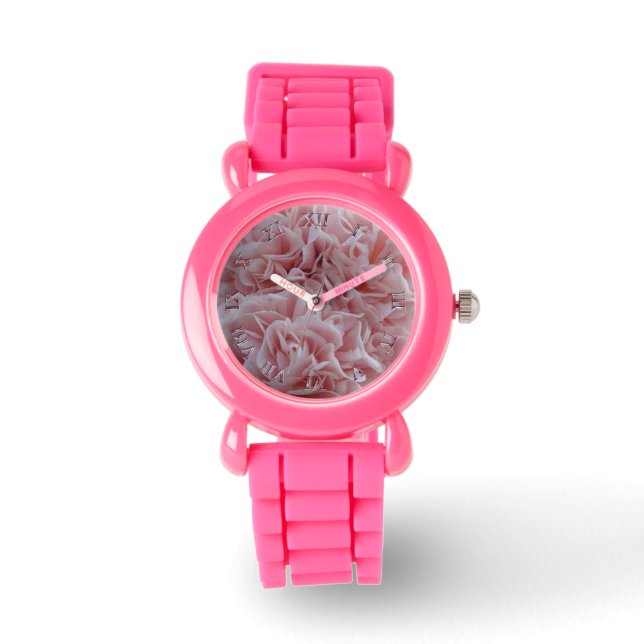 Roze velvet bloemen Mallow Horloge (Voorkant)