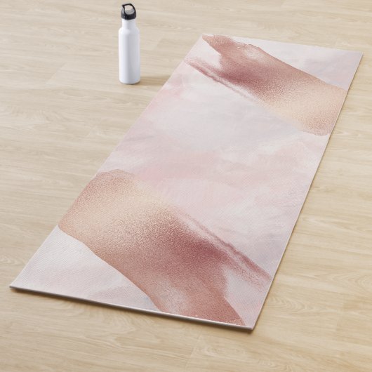 Roze Venetiaanse Roos Gold Abstracte Waterverf Yogamat (In situ)