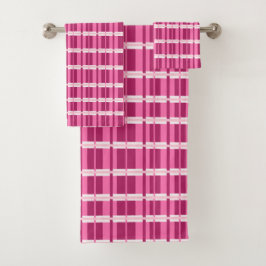 Roze Venster Pane Hedendaagse Print Bad Handdoek
