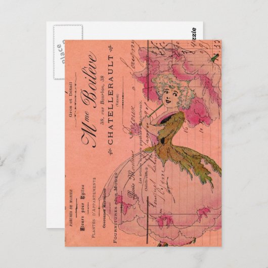 roze ventiel briefkaart (Voorkant / Achterkant)