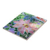  roze ventiel in Koi Fish Pond Colorful Zen Tegeltje (Zijkant)