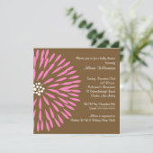 Roze ventiel op uitnodiging van bruin Baby shower (Staand voorkant)