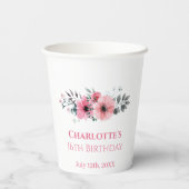 Roze ventilator 16e verjaardag meisje Foto Collage Papieren Bekers (Achterkant)