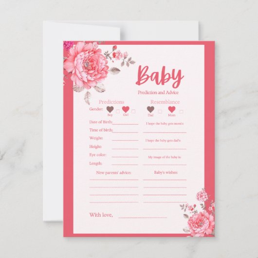 Roze ventilator Baby shower Voorspelling en advies (Voorkant)