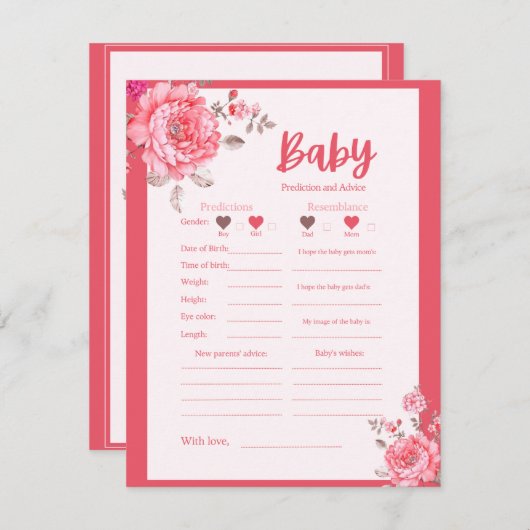 Roze ventilator Baby shower Voorspelling en advies (Voorkant / Achterkant)