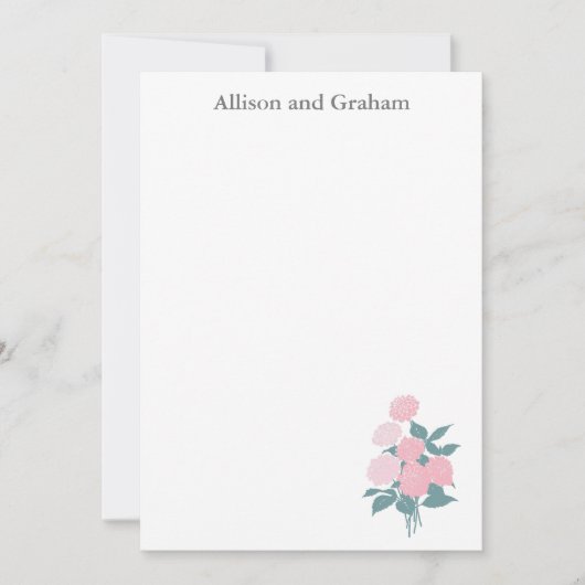 Roze ventilator Bouquet Drawing Personalized Notitiekaartje (Voorkant)