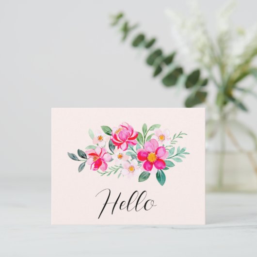  roze ventilator Bouquet Hallo Briefkaart (Staand voorkant)