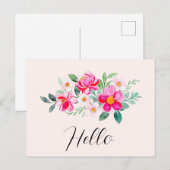  roze ventilator Bouquet Hallo Briefkaart (Voorkant / Achterkant)