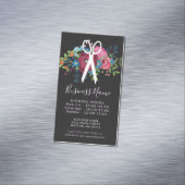 Roze ventilator Bouquet-schaar openingstijden Magnetisch Visitekaartje (Voorbeeld)