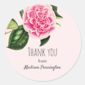 Roze ventilator Dank u Klassieke ronde Sticker (Voorkant)