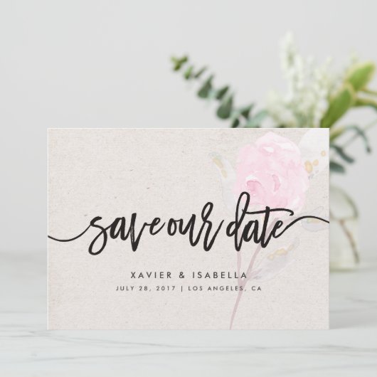 Roze ventilator | De bekendmaking van de datum ops Save The Date (Staand voorkant)