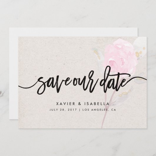 Roze ventilator | De bekendmaking van de datum ops Save The Date (Voorkant / Achterkant)