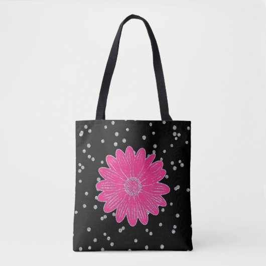 Roze ventilator en zilverglitter-Canvas tas (Voorkant)