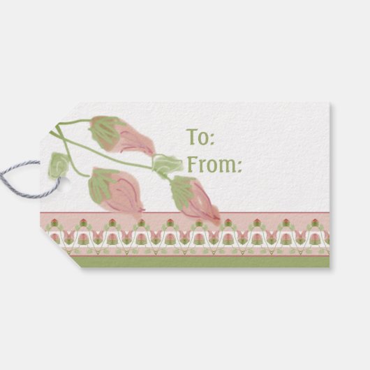 Roze ventilator gecentreerd ophangen cadeaulabel (Achterkant Horizontaal)