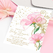 Roze ventilator Gold Glitter Baby shower Uitnodigi Kaart