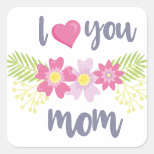Roze ventilator Ik hou van je mam-Moederdag Vierkante Sticker