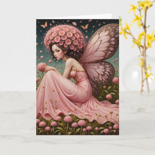 Roze ventilator kaart (Gele Bloem)