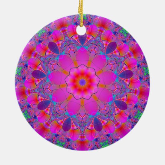 Roze ventilator Mandala Keramisch Ornament (Achterkant)