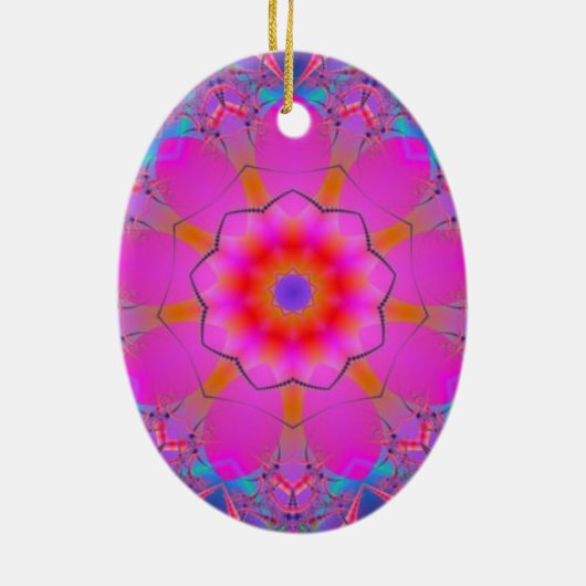 Roze ventilator Mandala Keramisch Ornament (Achterkant)