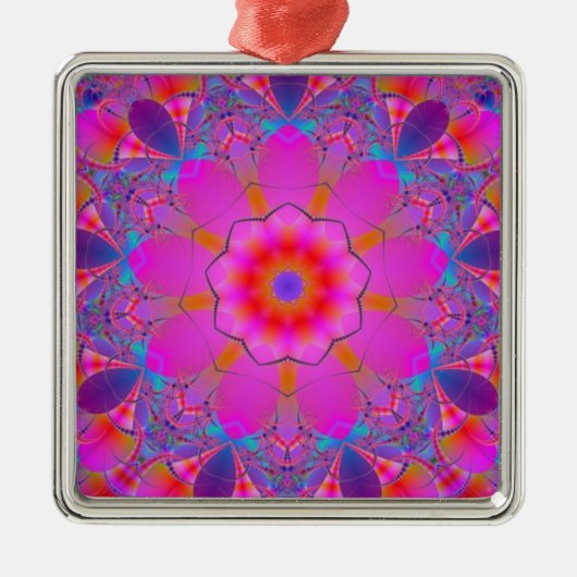 Roze ventilator Mandala Metalen Ornament (Voorkant)