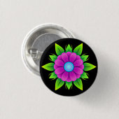 Roze ventilator met groene bladeren ronde button 3,2 cm (Voorkant /achterkant)
