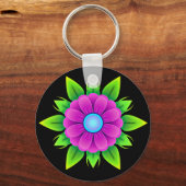 Roze ventilator met groene bladeren sleutelhanger (Voorkant)