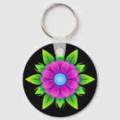 Roze ventilator met groene bladeren sleutelhanger (Achterkant)
