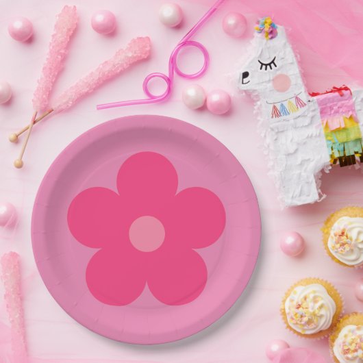 Roze ventilator papieren bordje (Feest)
