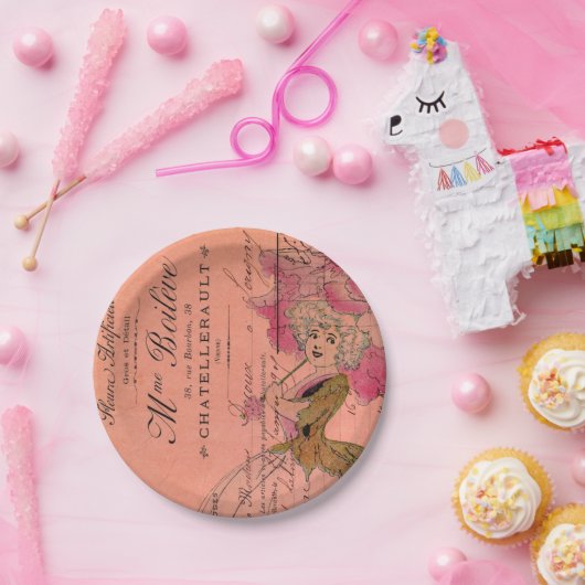 Roze ventilator papieren bordje (Feest)