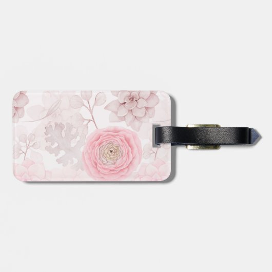 Roze ventilator Succulent Illustration Summer Patt Bagagelabel (Achterkant horizontaal)