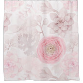 Roze ventilator Succulent Illustration Summer Patt Douchegordijn (Voorkant)