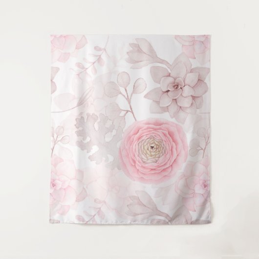 Roze ventilator Succulent Illustration Summer Patt Wandkleed (Voorkant)