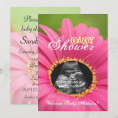 Roze "ventilator" Ultrasound Baby shower nodigt ui Kaart (Voorkant / Achterkant)