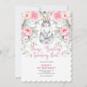 Roze ventilator, Waterverf, een Bunny is een Kaart (Voorkant)