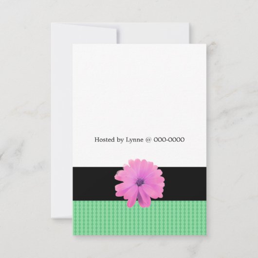 Roze ventilator zwarte ribbon geboortedag uitnodig kaart (Achterkant)