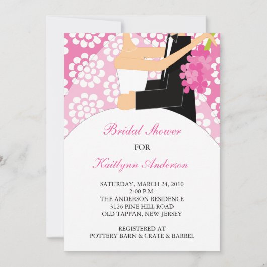 Roze ventilatorbridal Shower Invitation Kaart (Voorkant)