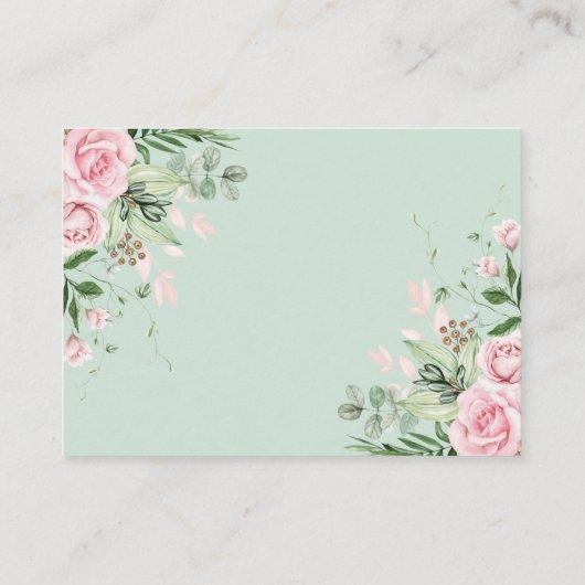 Roze ventilatorgroen Baby shower luierspoeling Informatiekaartje (Achterkant)