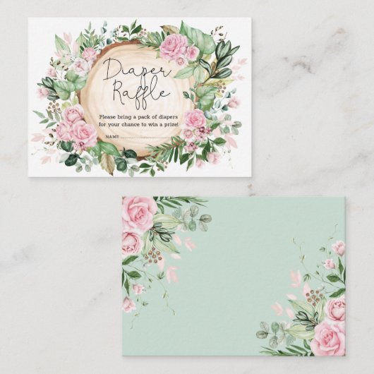 Roze ventilatorgroen Baby shower luierspoeling Informatiekaartje (Voorkant / Achterkant)