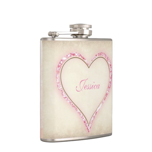 Roze ventilatorhartbridesmaïde gift heupfles (Rechts)