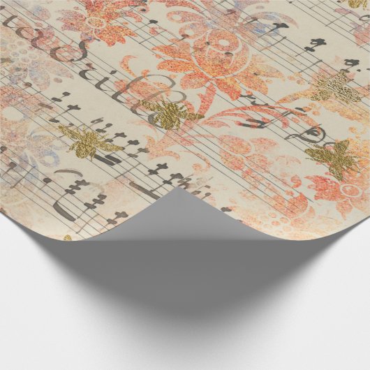  roze ventilatormuziek honingbijen cadeaupapier (Hoek)