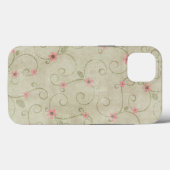 Roze ventilatorontwerp op groen Case-Mate iPhone case (Achterkant (horizontaal))