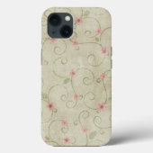Roze ventilatorontwerp op groen Case-Mate iPhone case (Achterkant)