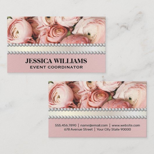 Roze ventilatoropstelling | Pearls Visitekaartje (Voorkant / Achterkant)