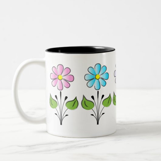 Roze ventilatorpatroon kleurig uniek tweekleurige koffiemok (Links)