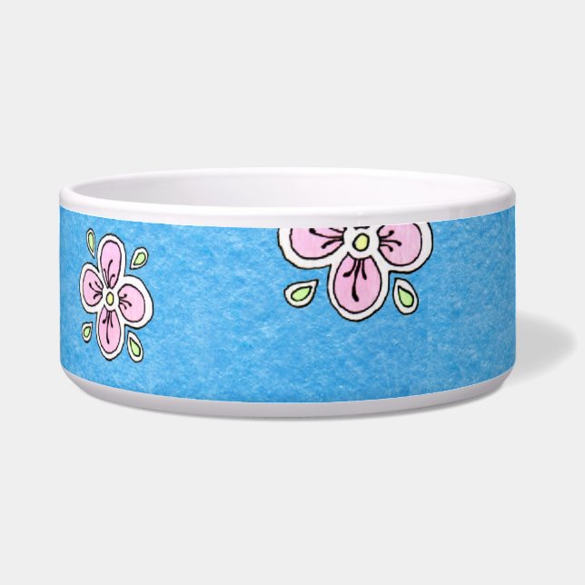 Roze ventilatorpatroon op blauw voerbakje (Voorkant)