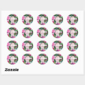 Roze ventilatorplaatsing Bouquet Dank u Ronde Sticker (Vel)
