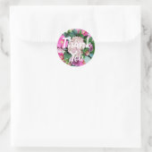 Roze ventilatorplaatsing Bouquet Dank u Ronde Sticker (Tas)