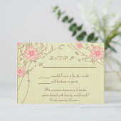 Roze ventilatorreactiekaart RSVP kaartje (Staand voorkant)