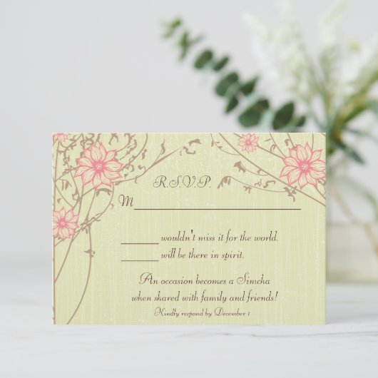 Roze ventilatorreactiekaart RSVP kaartje (Staand voorkant)